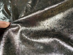 Peau de veau velours noir métallisé argent - maroquinerie - vêtement - Cuir en stock
