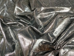 Peau de veau velours noir métallisé argent - maroquinerie - vêtement - Cuir en Stock