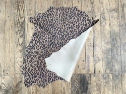 Peau de cuir de chèvre imprimée façon léopard brun - maroquinerie - cuirenstock