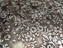 Demi peau de veau imprimé fleurs bronze vieilli - maroquinerie - Cuir en stock