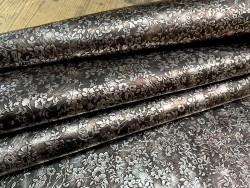 Demi peau de veau imprimé fleurs bronze vieilli - maroquinerie - Cuir en Stock