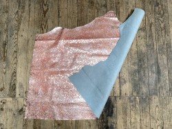 Demi peau de veau imprimé fleurs argent rosé - maroquinerie - cuirenstock