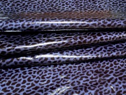 Demi-peau de cuir de veau motif façon léopard vernis bleu - Cuir en Stock