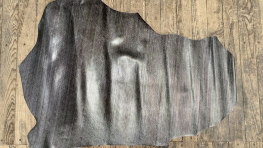 Demi peau de veau métallisé grainé argent platine - maroquinerie - cuir en stock