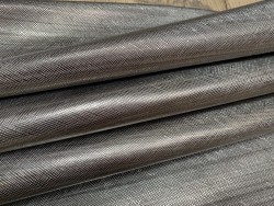 Demi peau de veau métallisé grainé argent platine - maroquinerie - Cuir en Stock