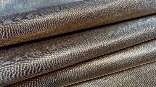Demi peau de veau métallisé grainé bronze - maroquinerie - Cuir en Stock
