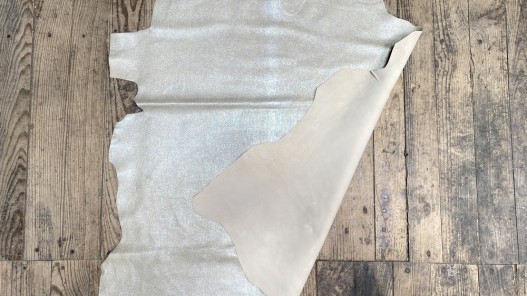 Peau de cuir de chèvre métallisé effet lin tissé - maroquinerie - accessoire - Cuirenstock