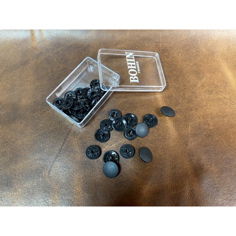 Lot boutons pression - noir - maroquinerie accessoire qualité professionnelle - cuir en stock