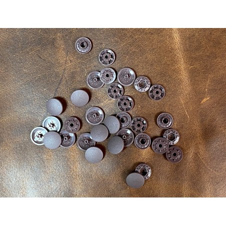 Lot boutons pression - marron - maroquinerie accessoire qualité professionnelle - Cuir en Stock