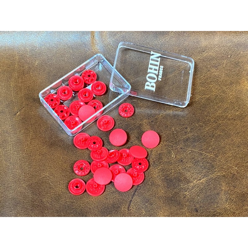 Lot boutons pression - rouge - maroquinerie accessoire qualité professionnelle - cuir en stock