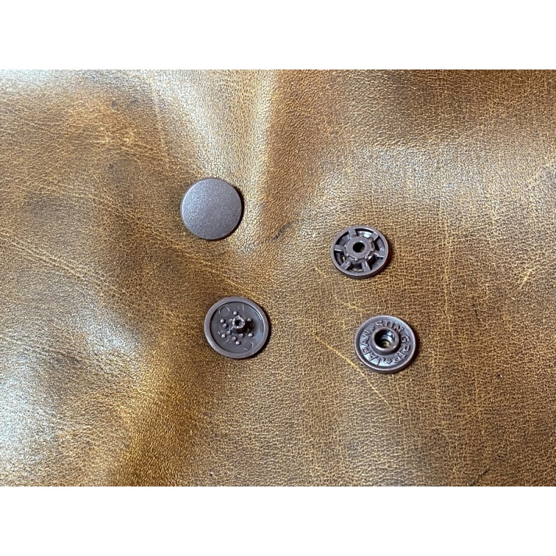 Bouton pression - marron - maroquinerie accessoire qualité professionnelle - cuir en stock