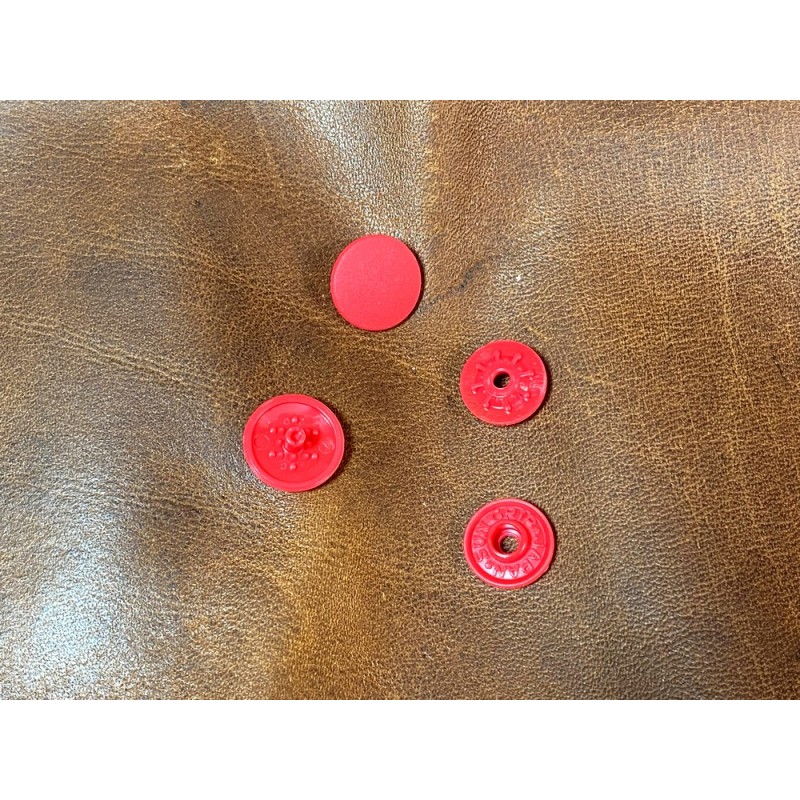 Bouton pression 13mm - Rouge - Accessoire maroquinerie - Cuir en Stock