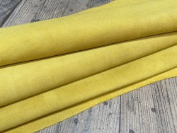 Croûte de cuir de vache velours jaune - Cuir en stock