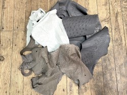 Chutes morceaux de cuir d autruche véritable - gris - luxe - cuir en stock