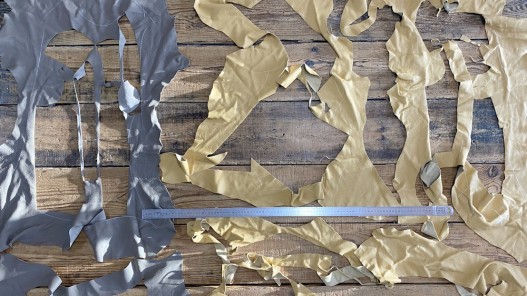 Chutes de morceaux de cuir de cerf - taupe - jaune - bijoux - accessoires - maroquinerie - cuir en stock