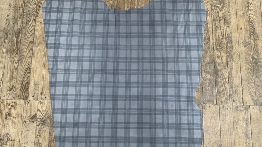 Peau de veau velours gris - motif tartan écossais - Maroquinerie - Cuirenstock