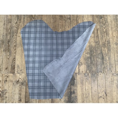 Peau de veau velours gris - motif tartan écossais - Maroquinerie - cuirenstock