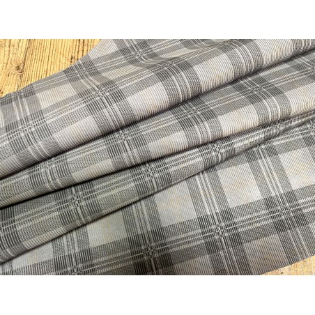 Peau de veau velours gris - motif tartan écossais - Maroquinerie - Cuir en Stock