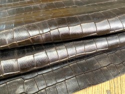 Peau de veau grain façon crocodile bronze - maroquinerie - cuirenstock