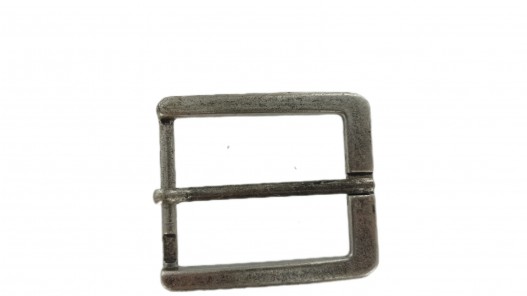 Boucle de ceinture rectangulaire argent vieilli - 40 mm - bouclerie - accessoire - Cuir en Stock