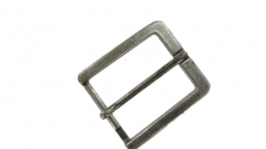 Boucle de ceinture rectangulaire argent vieilli - 40 mm - bouclerie - accessoire - cuir en stock