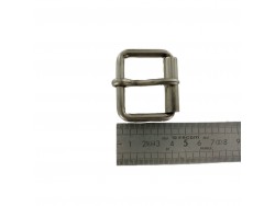Boucle de ceinture à rouleau - argent satiné - 40 mm - bouclerie - accessoire - cuir en stock