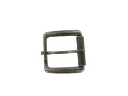 Boucle de ceinture carrée à rouleau  petit décor - argent vieilli- 40 mm - bouclerie - accessoire - cuir en stock