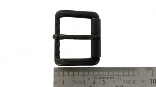 Boucle de ceinture carrée à rouleau  lisse - gun métal - 40 mm - bouclerie - accessoire - Cuir en stock