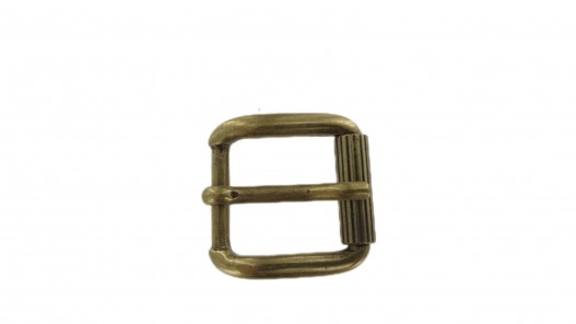 Boucle de ceinture à rouleau strié laitonné - 25 mm - bouclerie - accessoire - cuir en stock