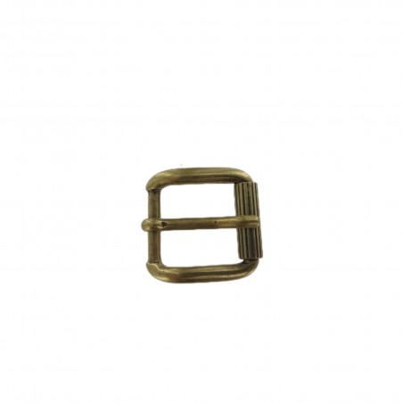 Boucle de ceinture à rouleau strié laitonné - 25 mm - bouclerie - accessoire - cuir en stock