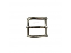 Boucle de ceinture carrée argent satiné - 35 mm - bouclerie - accessoire - cuir en stock