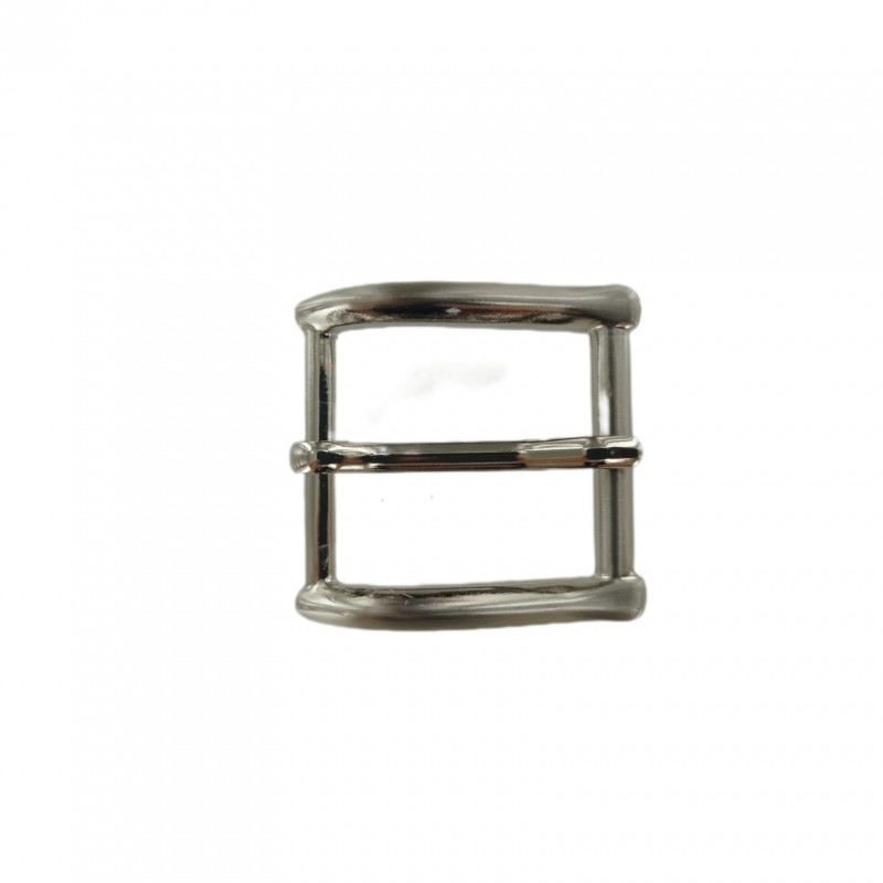 Boucle de ceinture carrée argent satiné - 35 mm - bouclerie - accessoire - cuir en stock