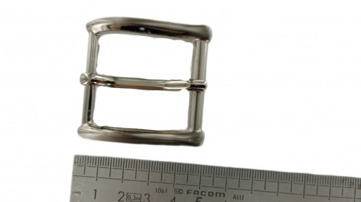 Boucle de ceinture carrée argent satiné - 35 mm - bouclerie - accessoire - cuirenstock