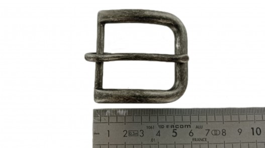 Boucle de ceinture carrée argent vieilli - 40 mm - bouclerie - accessoire - Cuir en stock