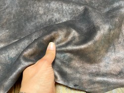 Peau de cuir de chèvre noire pailletée cuivré - maroquinerie - Cuir en Stock