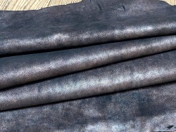 Peau de cuir de chèvre noire pailletée cuivré - maroquinerie - cuir en stock
