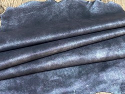 Peau de cuir de chèvre noire pailletée parme - maroquinerie - cuir en stock