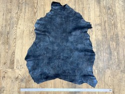 Peau de cuir de chèvre noire pailletée bleu nuit - maroquinerie - Cuir en stock