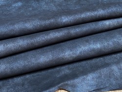 Peau de cuir de chèvre noire pailletée bleu nuit - maroquinerie - cuir en stock