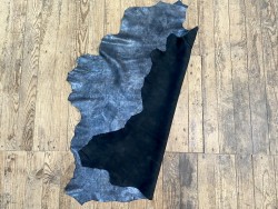 Peau de cuir de chèvre noire pailletée bleu clair - maroquinerie - Cuirenstock