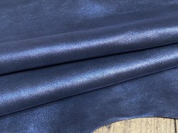 Peau de cuir de chèvre velours bleu pailletée bleu - maroquinerie - cuir en stock