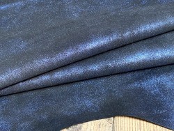 Peau de cuir de chèvre velours noir pailletée bleu roi - maroquinerie - cuir en stock