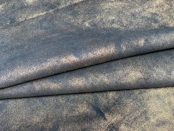 Peau de cuir de chèvre velours noir pailletée bronze - maroquinerie - cuir en stock