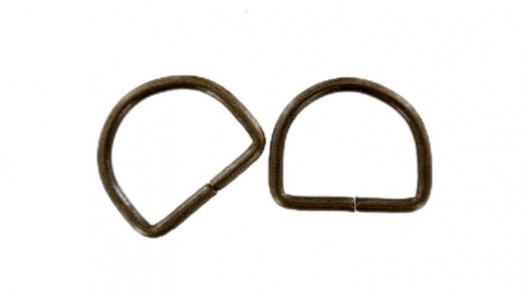 Anneau demi-ronds bronze - 20mm - anneau brisé - Cuir en stock