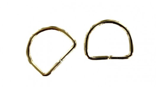 Anneau demi-ronds doré - 20mm - anneau brisé - Cuir en stock