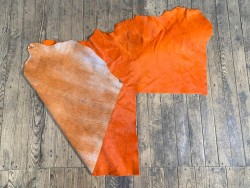 Demi-peau de vache en poil orange - décoration - maroquinerie - accessoire - Cuirenstock