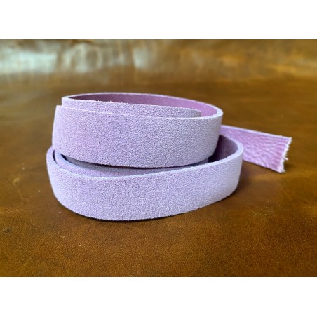 Bande de cuir souple double croupon velours LILAS - Cuir en Stock