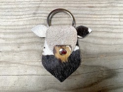 Kit tuto DIY en cuir - Porte clés meuh - à monter soi-même - idée cadeau - cuir en stock