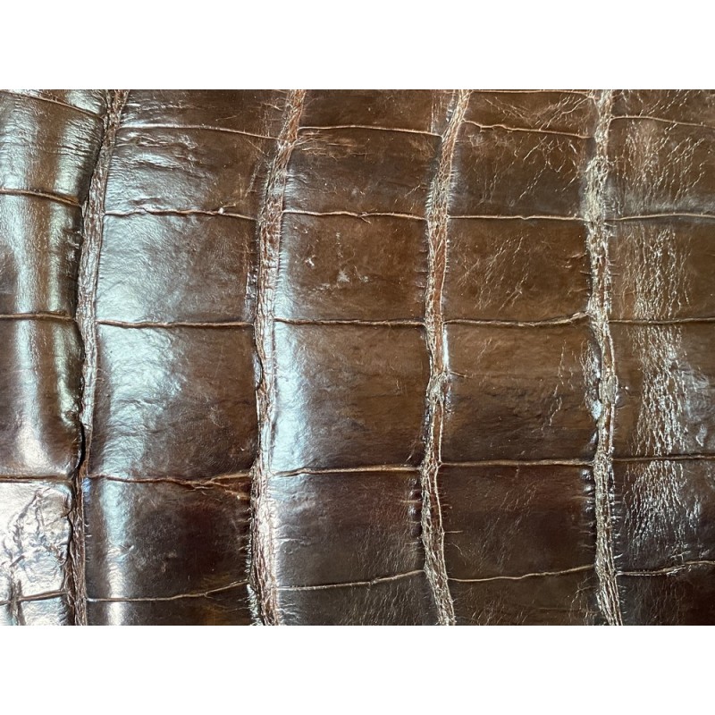 Cuir de crocodile véritable brun satiné maroquinerie bijoux Cuir en Stock