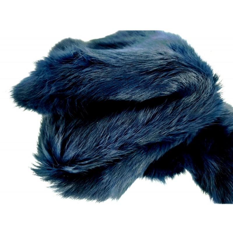Peau de lapin en poil fourrure bleu marine - vêtement - Chaussons - Cuir en Stock